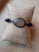 Load image into Gallery viewer, Kunzite, diamond and watermelon tourmaline stretch bracelet