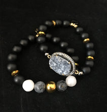Load image into Gallery viewer, Gray druzy bracelet set