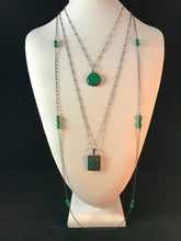 Load image into Gallery viewer, Stunning Green onyx and diamond teardrop pendant necklace.