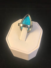 Load image into Gallery viewer, Blue turqouise and diamond teardrop statement ring size 7