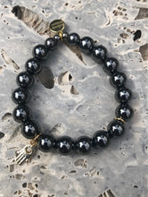 Load image into Gallery viewer, Hamsa and hematite beaded bracleet *protection, grounding, banish negative energy