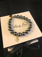 Load image into Gallery viewer, Hamsa and hematite beaded bracleet *protection, grounding, banish negative energy