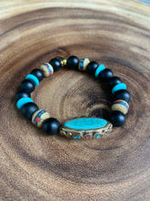 Load image into Gallery viewer, Turquoise Tribal statement bracelet