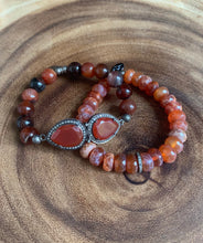 Load image into Gallery viewer, Autumn harvest~ red agate, diamond & carnelian bracelet set