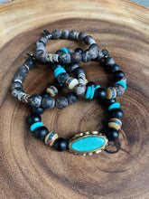 Load image into Gallery viewer, Turquoise Tribal statement bracelet