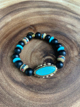 Load image into Gallery viewer, Turquoise Tribal statement bracelet