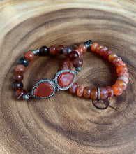 Load image into Gallery viewer, Autumn harvest~ red agate, diamond & carnelian bracelet set