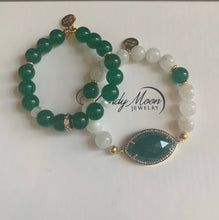 Load image into Gallery viewer, Gold and Greens Beaded Bracelet Set
