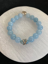 Load image into Gallery viewer, Aquamarine take me away~ beaded bracelet with sterling silver focal bead