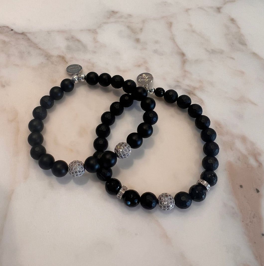 Black and bling bracelet set