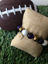 Load image into Gallery viewer, Minnesota Vikings football beaded stretch charm bracelet
