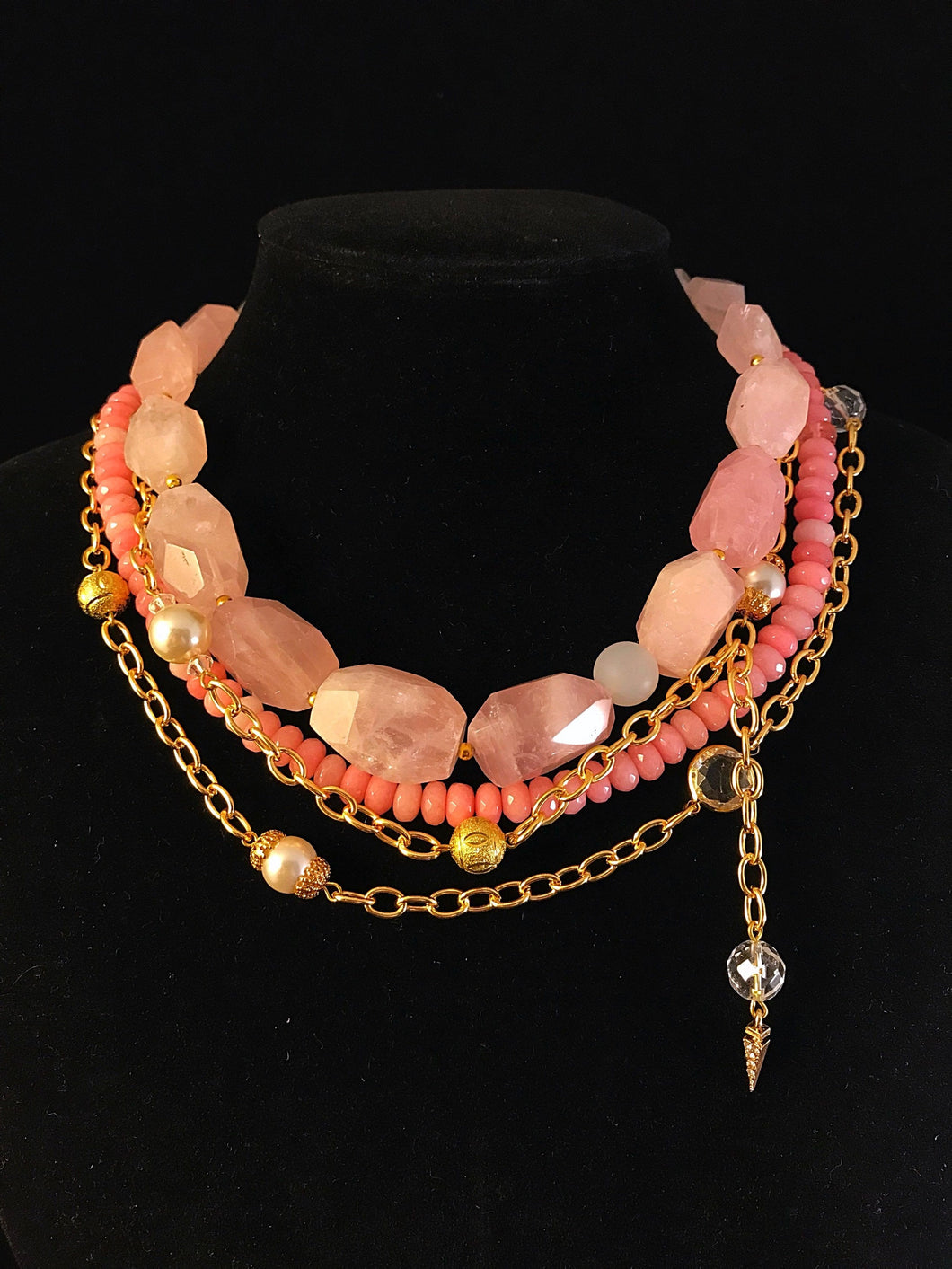 For the love of pink multistrand necklace