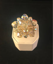 Load image into Gallery viewer, Vintage made modern clear glass beaded brooch statement ring
