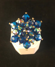 Load image into Gallery viewer, Vintage made modern blue ab brooch statement ring

