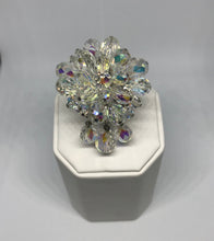 Load image into Gallery viewer, Vintage made modern crystal beaded brooch statement ring
