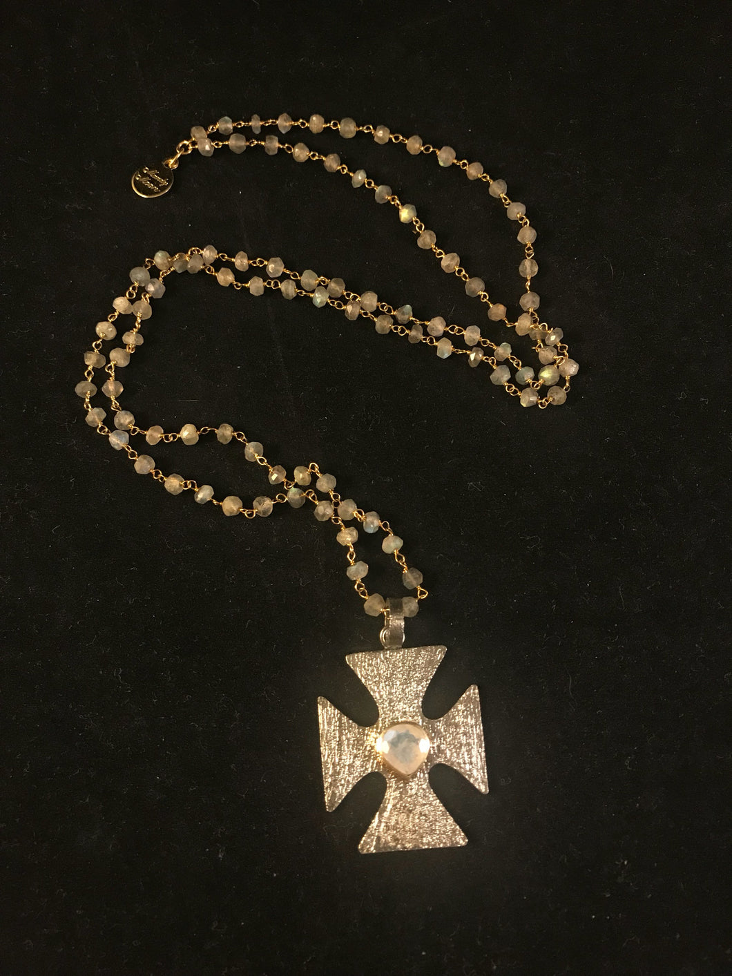 Moonstone cross pendant