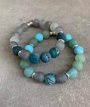 Load image into Gallery viewer, Matte and dont go back ~druzy agate beaded bracelet set
