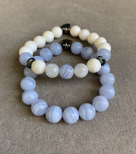 Load image into Gallery viewer, Sky blue waters~ blue lace agate beaded bracelet set
