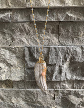 Load image into Gallery viewer, Fossil jasper feather necklace and bracelet set
