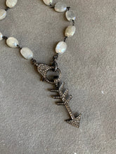 Load image into Gallery viewer, Diamond and moonstone clasp pendant arrowhead necklace
