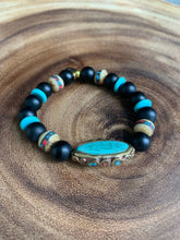 Load image into Gallery viewer, Turquoise Tribal statement bracelet
