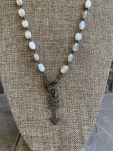 Load image into Gallery viewer, Diamond and moonstone clasp pendant arrowhead necklace
