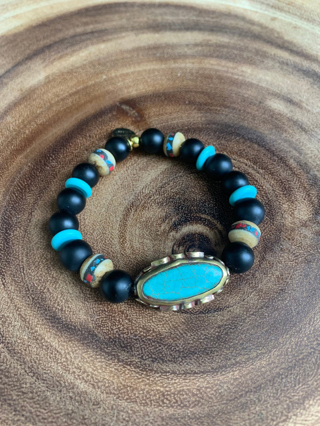 Turquoise Tribal statement bracelet
