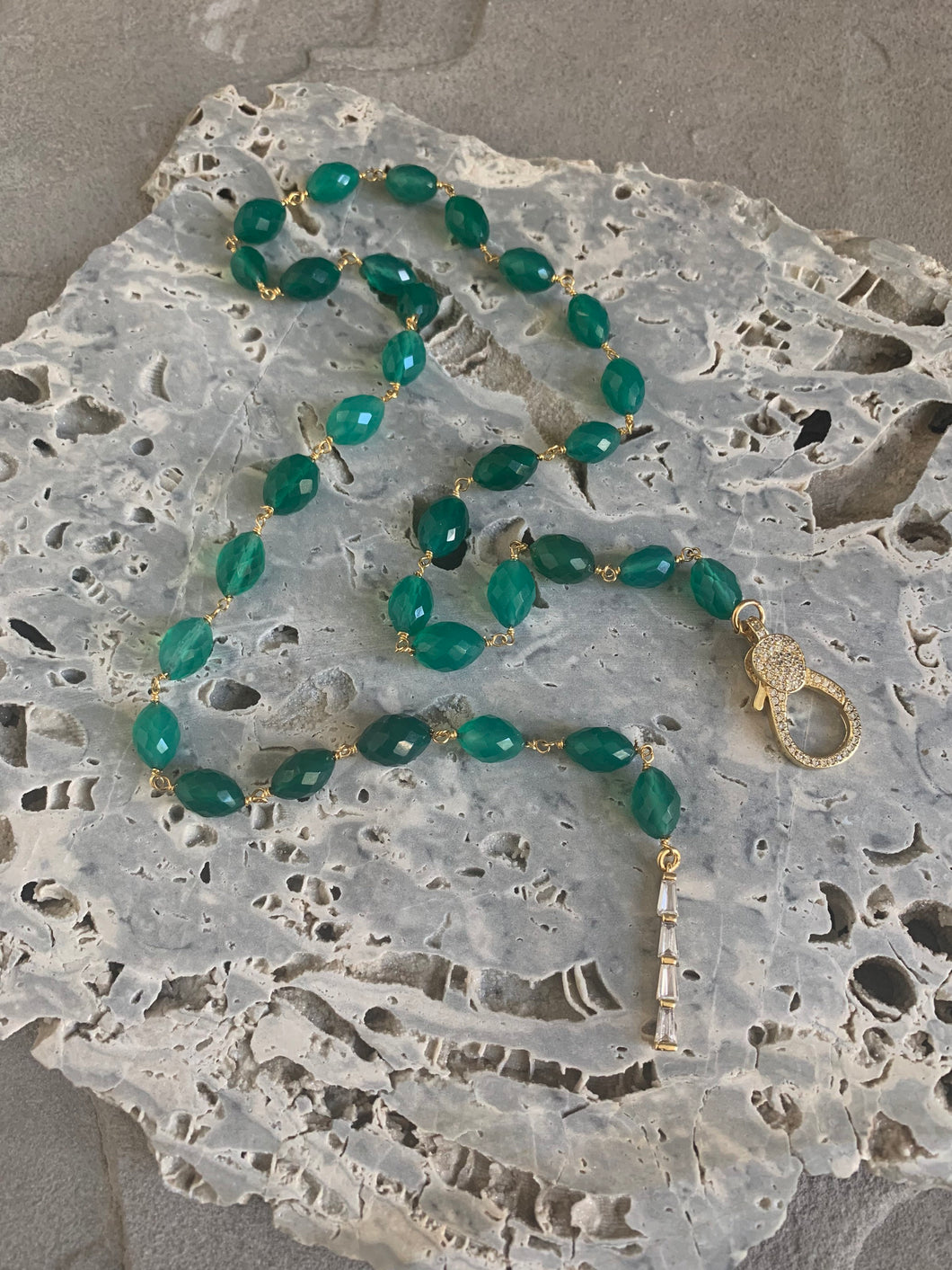 Green onyx chain necklace
