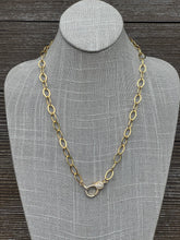 Load image into Gallery viewer, Gold filled rolo cable chain with micro pave clasp
