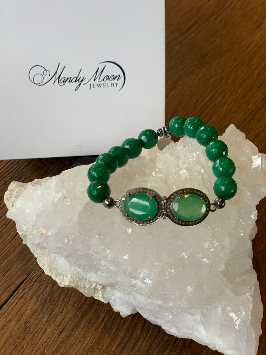 Glorious green onyx & diamond bracelet