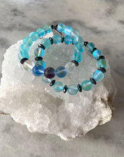 Load image into Gallery viewer, Stunning blue Aura quartz beaded bracelet set
