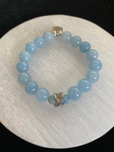Load image into Gallery viewer, Aquamarine take me away~ beaded bracelet with sterling silver focal bead
