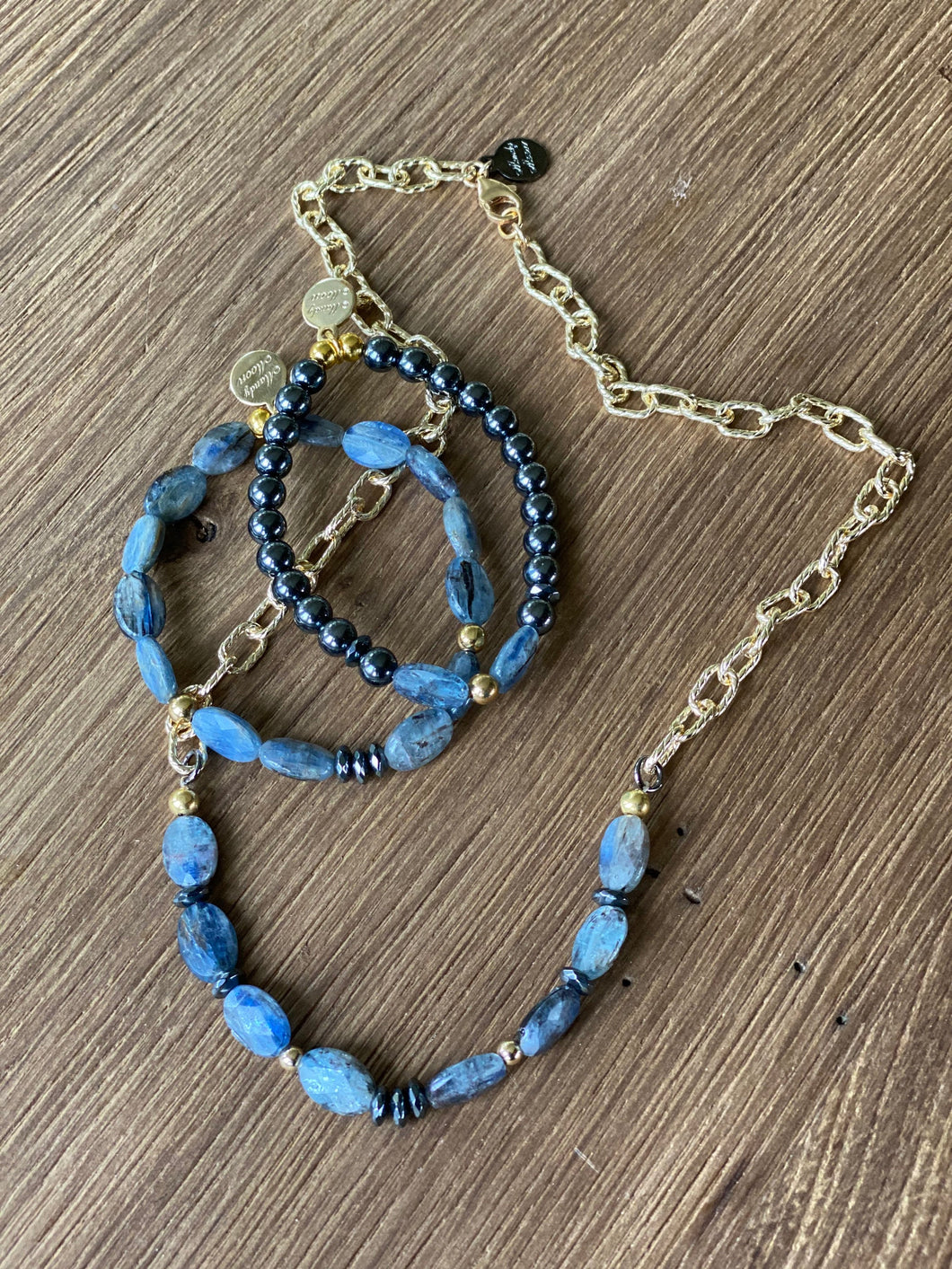 Kyanite necklace and bracelet set