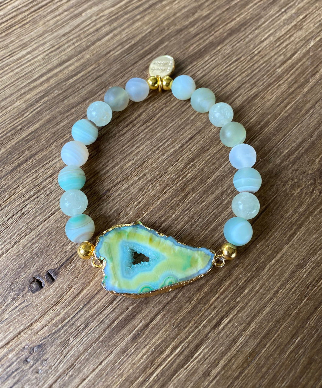 Druzy focal with matte green agate