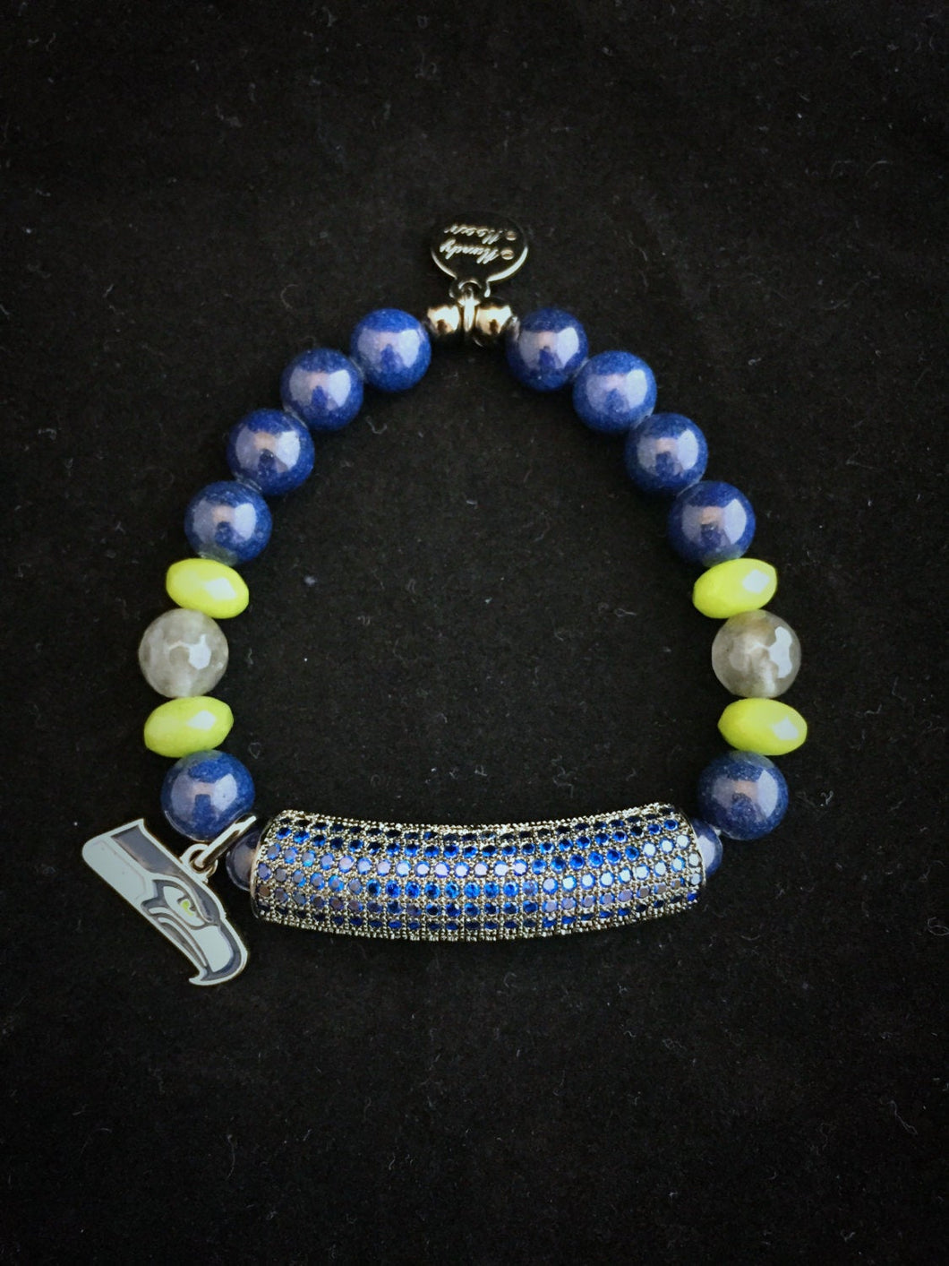 Seahawks Swarovski crystal bar bracelet
