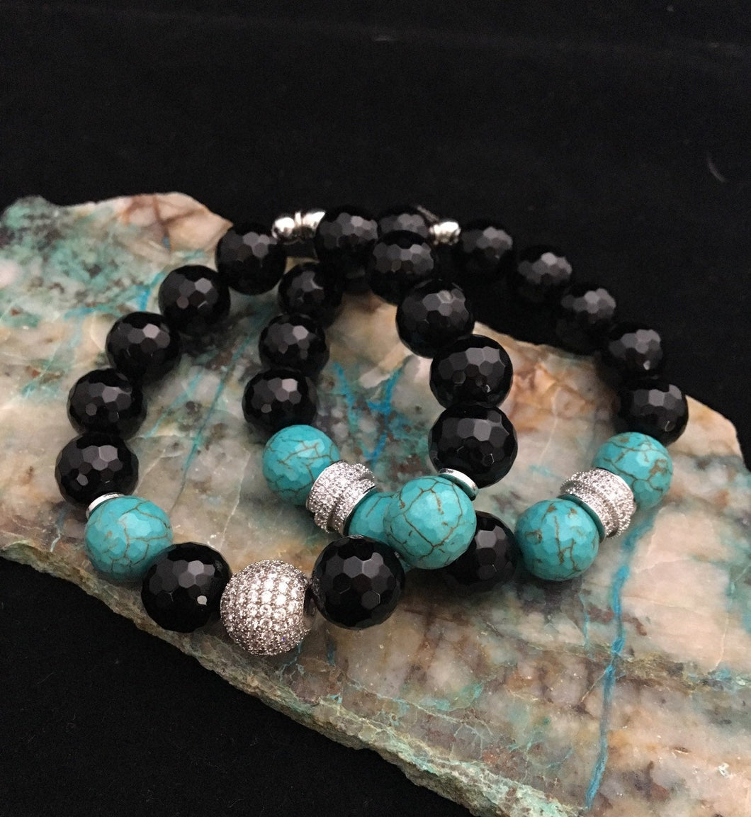 Turquoise delight~beaded bracelet set