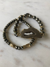 Load image into Gallery viewer, Pyrite druzy agate bracelet set
